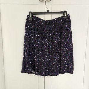 Floral print button front mini skirt
